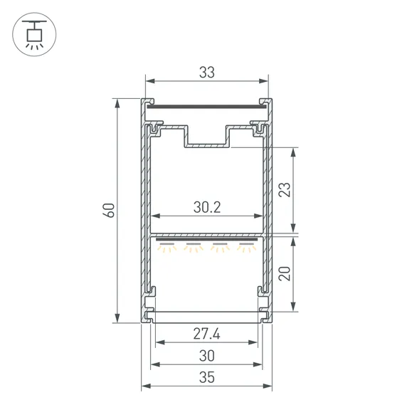 Профиль LINE-3560-BENT-SIDE-2000 ANOD (Arlight, Алюминий)