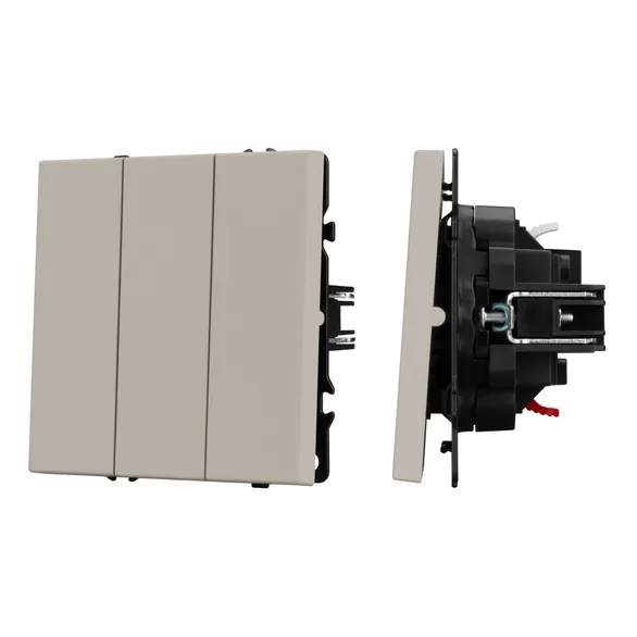 Механизм выключателя трехклавишный непроходной SWT-NOBE-MK03-SFPL-CA (230V, 10A) (Arlight, Кашемир)