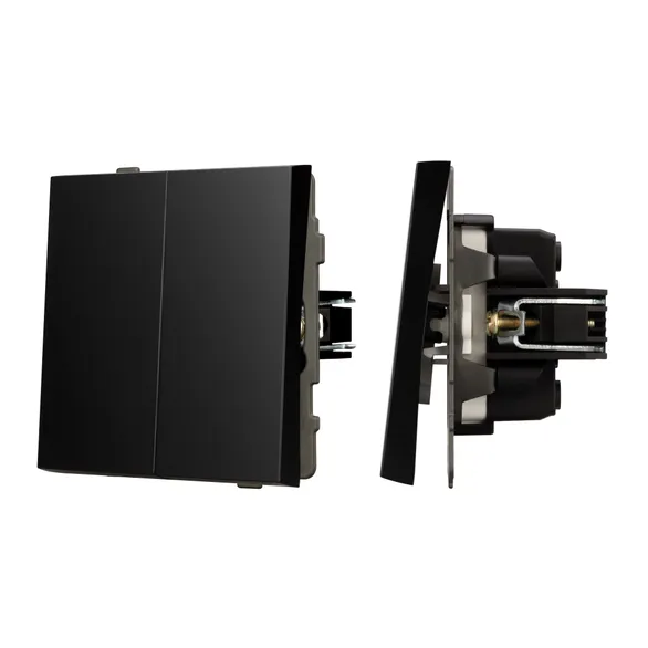 Механизм выключателя двухклавишный проходной SWT-TENDO-MKP2-PL-BK (230V, 10A) (Arlight, -)
