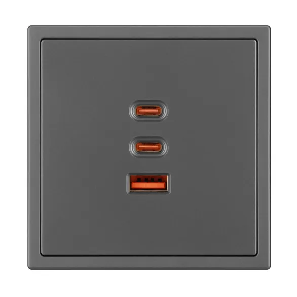 ARL NOBE USB Розетка тип А+С+С софт-тач серый базальт SCT-MUACC-SFPL-FC-GR (65W, QC3) (Arlight, -)