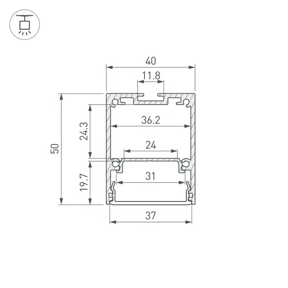 Профиль IP-LINE-4050-2000 ANOD (Arlight, Алюминий)