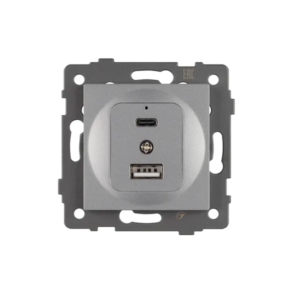 Механизм USB розетки SCT-MUAC-PL-GR-V (5V, 3A, QC4) (Arlight, -)