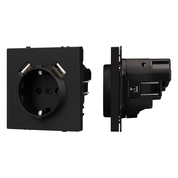 Механизм розетки с USB зарядкой SCT-NOBE-MUAA-SFPL-BK (230V, 16A) (Arlight, -)