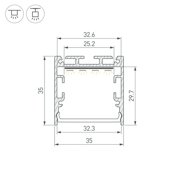 Профиль SL-LINE-3535-2000 WHITE с рефлектором (Arlight, Алюминий)