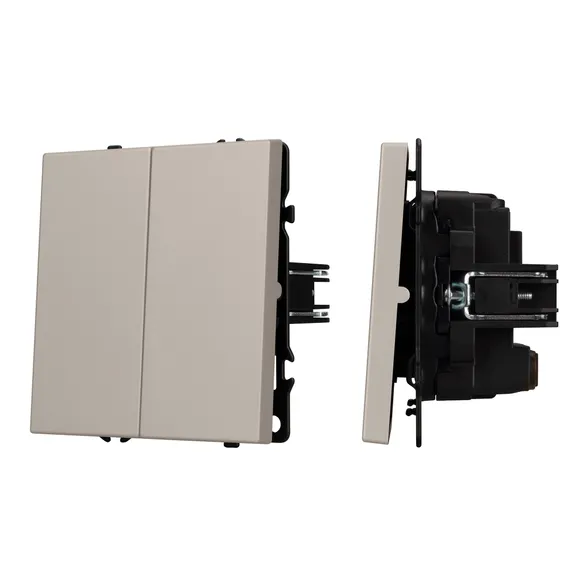 Механизм выключателя двухклавишный перекрёстный SWT-NOBE-MKX2-SFPL-CA (230V, 10A) (Arlight, Кашемир)