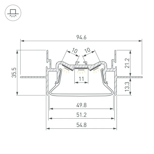 Профиль FOLED-50-CEIL-CENTER-2000 (Arlight, Алюминий)