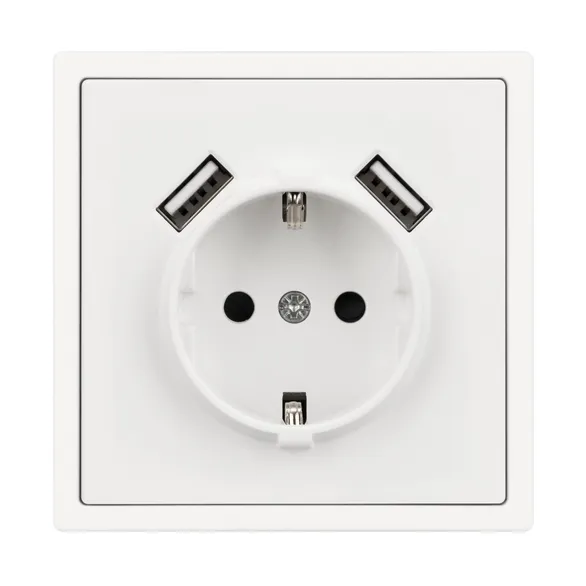 ARL NOBE Розетка зк со шторками с USB тип А+А софт-тач белый кварц SCT-MUAA-SFPL-WH (250V, 16A) (Arlight, -)