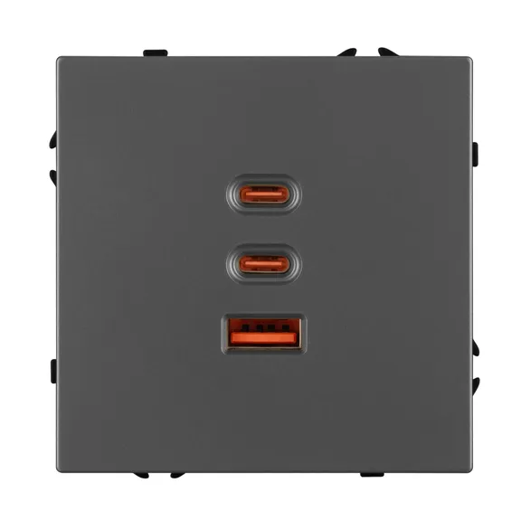 ARL NOBE USB Розетка тип А+С+С софт-тач серый базальт SCT-MUACC-SFPL-FC-GR (65W, QC3) (Arlight, -)