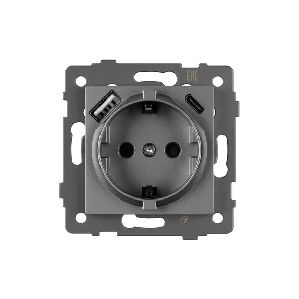 Механизм розетки с USB зарядкой SCT-MUAC-PL-GR-V (250V, 16A) (Arlight, -)
