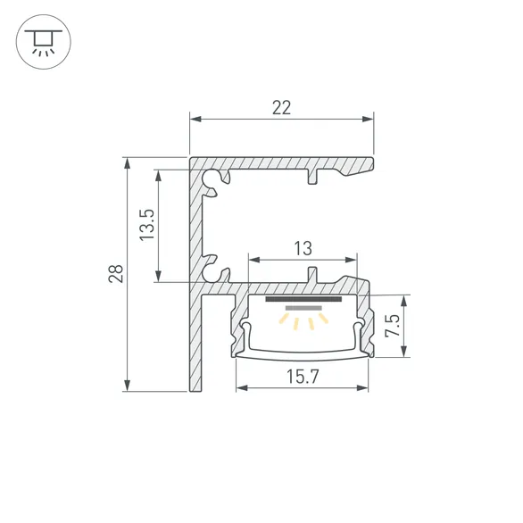 Профиль WALL-2228-2000 ANOD (Arlight, Алюминий)