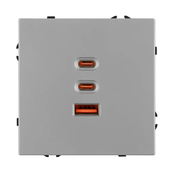 ARL NOBE USB Розетка тип А+С+С софт-тач никель SCT-MUACC-SFPL-FC-IS (65W, QC3) (Arlight, -)