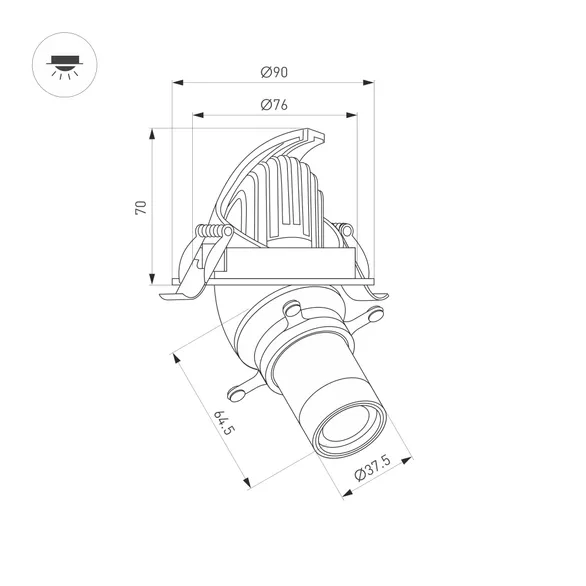 Светильник LGD-ARTIFACT-BUILT-FLAP-CROPLENS-R90-12W Day4000 (Черный, 55 deg, 230V) (Arlight, IP20 Металл, 5 лет)