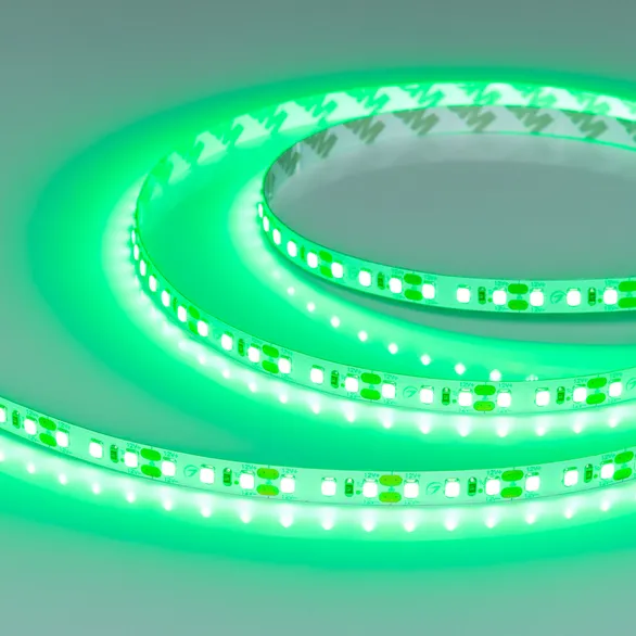 Светодиодная лента RT-A120-8mm 12V Green (9.6 W/m, IP20, 2835, 5m) (Arlight, Открытый)