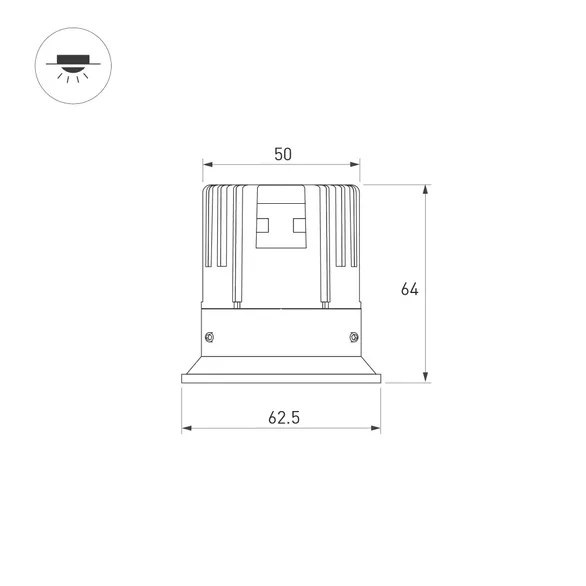 Светильник встраиваемый DL-VEILA-R63-8W Warm3000 (Черный RAL9005, A44x46 deg, 230V) (Arlight, IP20 Металл, 5 лет)