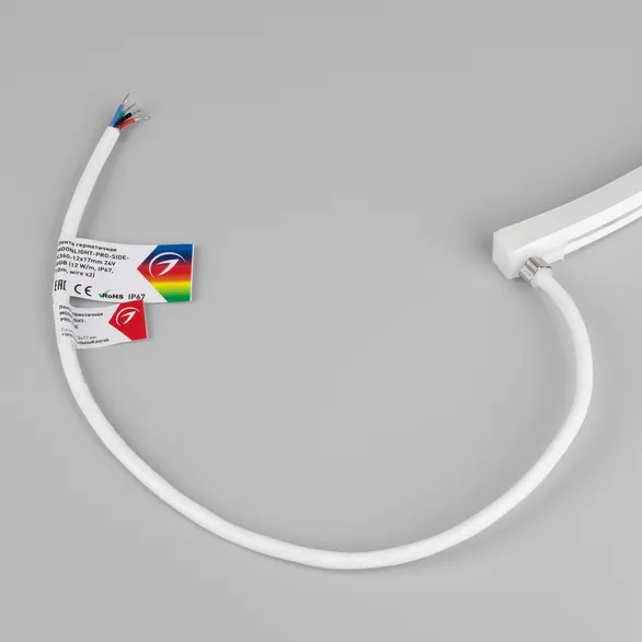 Светодиодная лента герметичная MOONLIGHT-PRO-SIDE-X360-12x17mm 24V RGB (12 W/m, IP67, 10m, wire x2) (Arlight, Вывод боковой, 5 лет)