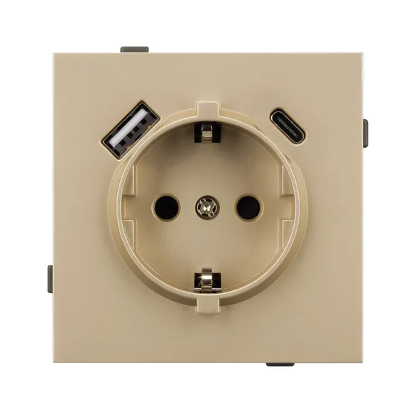Механизм розетки с USB зарядкой SCT-TENDO-MUAC-SFPL-GD (230V, 16A) (Arlight, -)