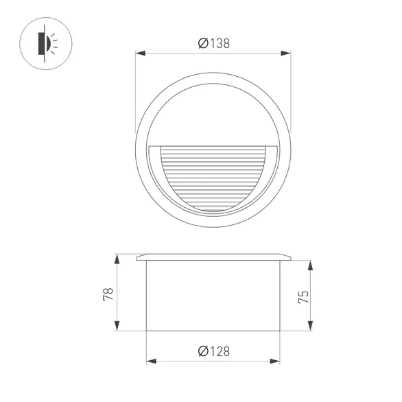 Светильник встраиваемый LTD-RIBONIK-R138-5W Day4000 (Черный, 50 deg, 230V) (Arlight, IP65 Металл, 5 лет)