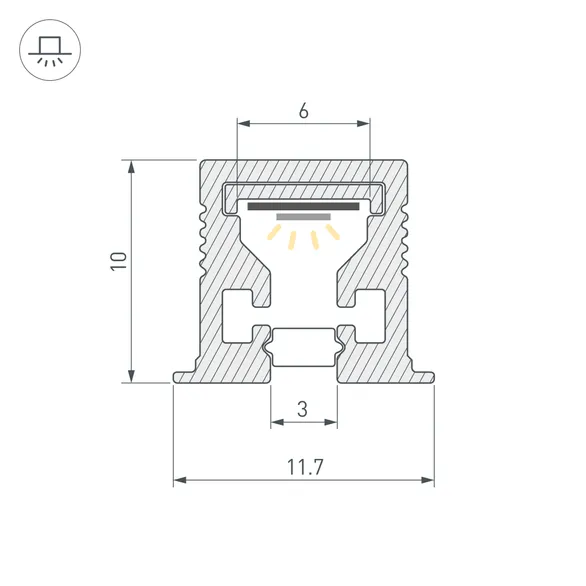 Профиль с экраном SL-MINI-3-H10-F12-2000 CHAMPAGNE GOLD (Arlight, Алюминий+пластик)