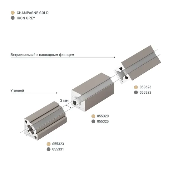 Профиль с экраном SL-KANT-H10-ROTATE-2000 IRON GREY (Arlight, Алюминий+пластик)