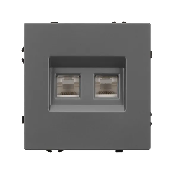 Механизм сдвоенной компьютерной розетки SCT-NOBE-MPC2-SFPL-GR (RJ-45, CAT6) (Arlight, -)