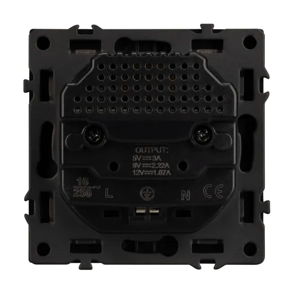 Механизм розетки с USB зарядкой SCT-NOBE-MUAC-SFPL-BK (230V, 16A) (Arlight, -)