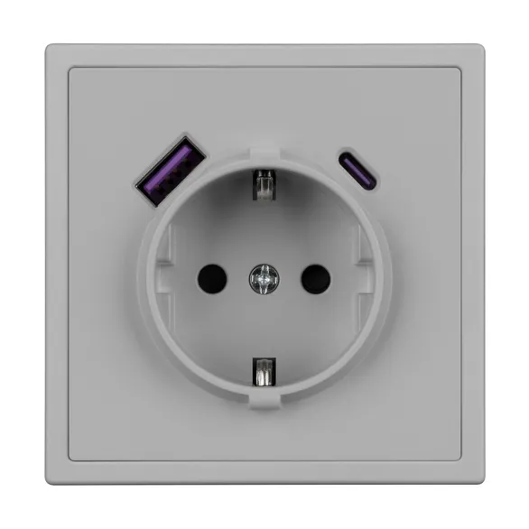 Механизм розетки с USB зарядкой SCT-NOBE-MUAC-SFPL-IS (230V, 16A) (Arlight, Никель)