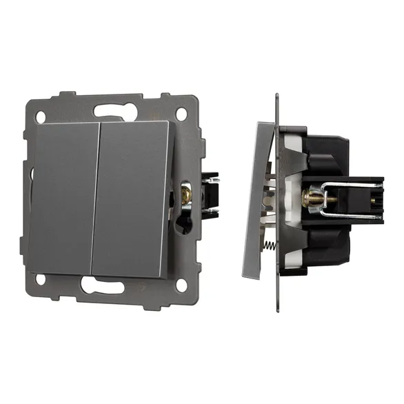 Механизм выключателя двухклавишный самовозвратный SWT-MKR2-PL-GR-V (250V, 10A) (Arlight, -)