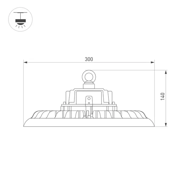 Светильник SP-ARIVA-MOTION-R300-150W White5000 (BK, 60 deg, 230V) (Arlight, IP65 Металл, 5 лет)