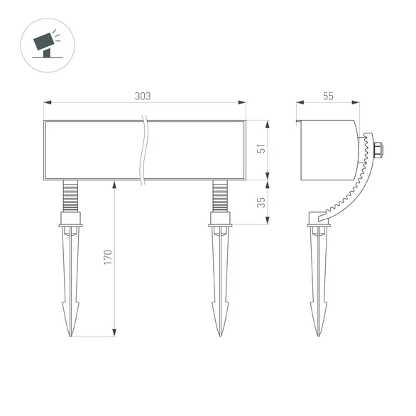 Светильник KT-BASOMI-12W Warm2700 (Серый, 60x100 deg, 24V) (Arlight, IP65 Металл, 3 года)
