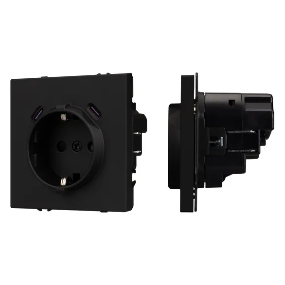Механизм розетки с USB зарядкой SCT-NOBE-MUCC-SFPL-BK (230V, 16A) (Arlight, -)