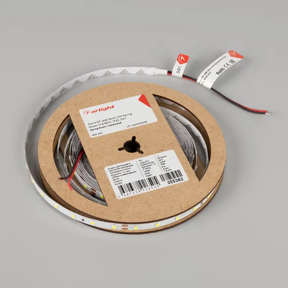 Светодиодная лента RT-A60-8mm 24V Spring Green (4.8 W/m, IP20, 5m) (Arlight, -)