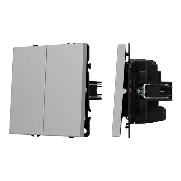 Механизм выключателя двухклавишный перекрёстный SWT-NOBE-MKX2-SFPL-IS (230V, 10A) (Arlight, Никель)