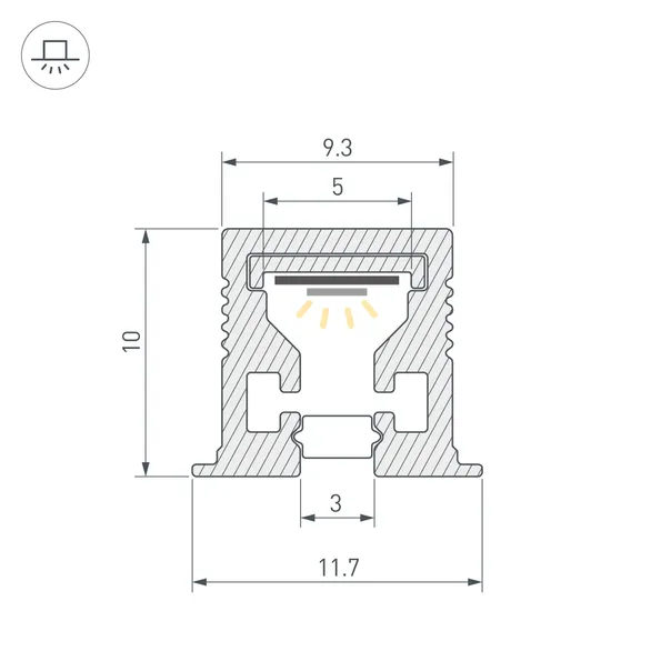 Профиль с экраном SL-MINI-3-H10-F12-2000 IRON GREY (Arlight, Алюминий+пластик)