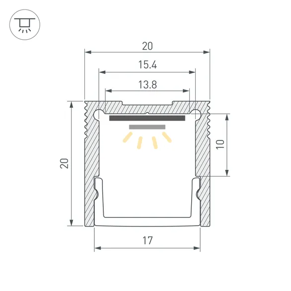 Профиль SL-SLIM20-H20-2000 BLACK (Arlight, Алюминий)