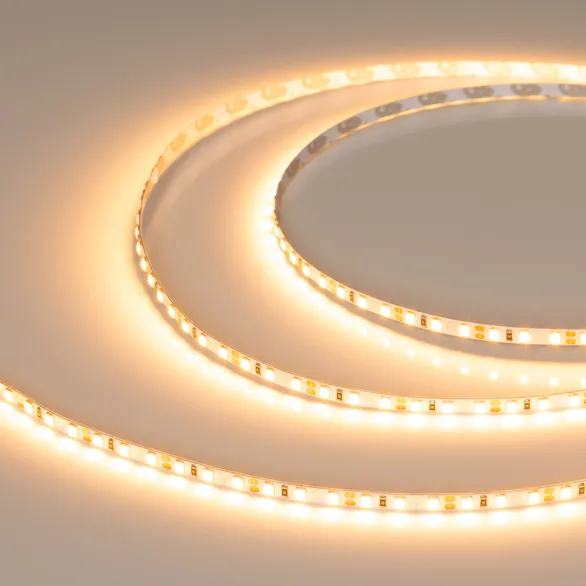 Светодиодная лента RT-A120-5mm 12V Warm2400 (9.6 W/m, IP20, 2835, 5m) (Arlight, 9.6 Вт/м, IP20)