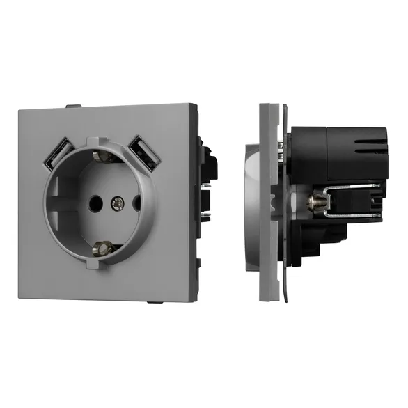 Механизм розетки с USB зарядкой SCT-TENDO-MUAA-PL-GR (230V, 16A) (Arlight, -)