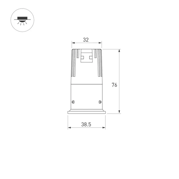 Светильник встраиваемый DL-VEILA-R39-6W Warm3000 (Черный RAL9005, A44x46 deg, 230V) (Arlight, IP20 Металл, 5 лет)
