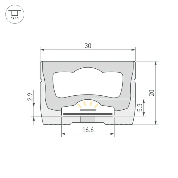 Силиконовый профиль WPH-FLEX-3020-TOP-S16-5m WHITE (Arlight, Силикон)