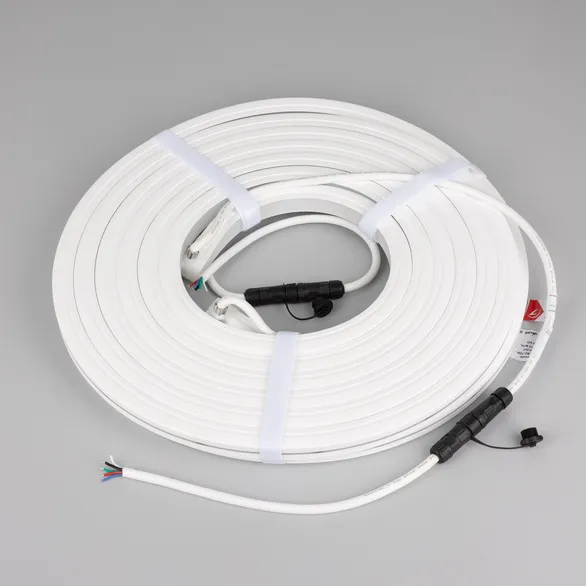 Светодиодная лента герметичная MOONLIGHT-PRO-TOP-X336-16x16mm 24V RGBW-Day (12 W/m, IP67, 10m, wire x2) (Arlight, Вывод боковой, 5 лет)