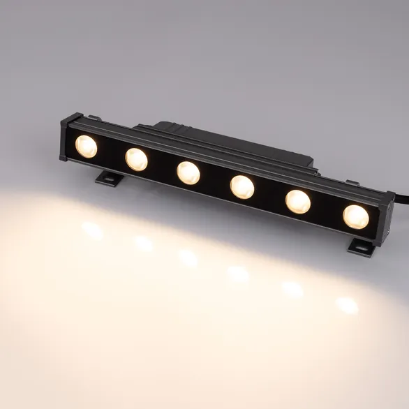 Линейный прожектор AR-LINE-300-6W Warm3000 (GR, 15x60 deg, 230V) (Arlight, IP65 Металл, 3 года)