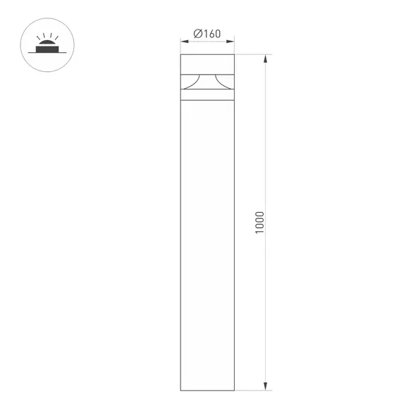 Светильник LGD-GUIDE-BOLL-H1000-20W Warm3500-MIX (GR, 280 deg, 230V) (Arlight, IP65 Металл, 5 лет)