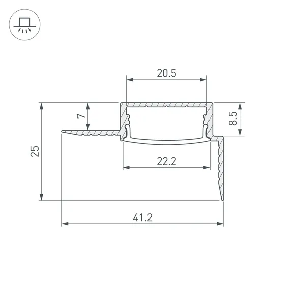 Профиль FANTOM-W20-H10-EDGE-2000 ANOD (Arlight, Алюминий)