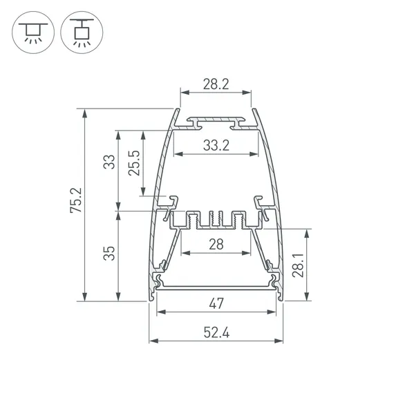 Профиль LINE-5075-U-HONEYCOMB-2000 BLACK (Arlight, Алюминий)