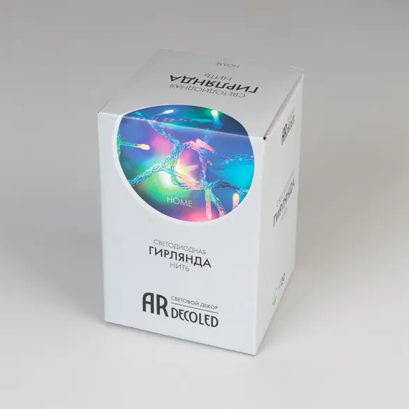 Светодиодная гирлянда ARD-STRING-HOME-5000-CLEAR-50LED-LIVE RGB (230V, 3.5W) (Ardecoled, IP20)