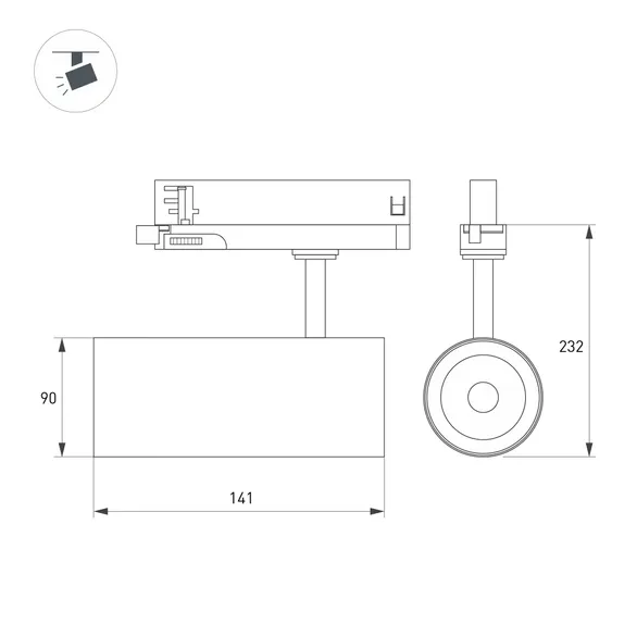 Светильник LGD-GERA-TRUECOLOR-4TR-R90-30W Warm3000 CRI98 (Белый, 55 deg, 230V) (Arlight, IP20 Металл, 5 лет)