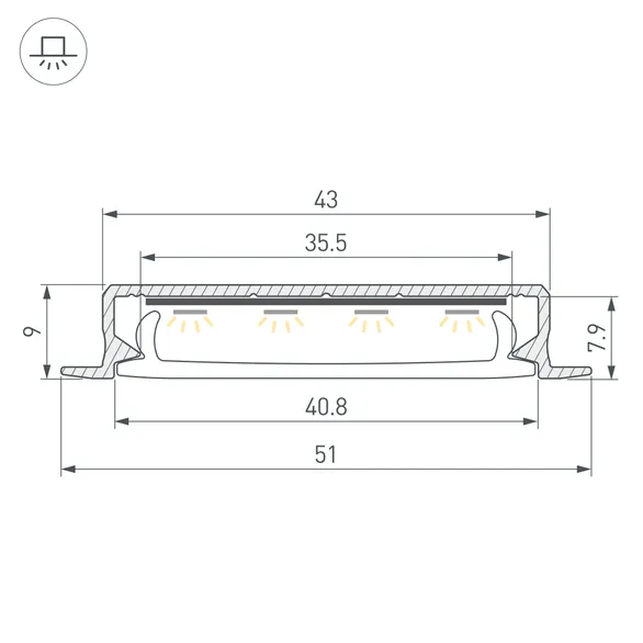 Профиль SL-LINIA40-F-H9-2000 ANOD (Arlight, Алюминий)