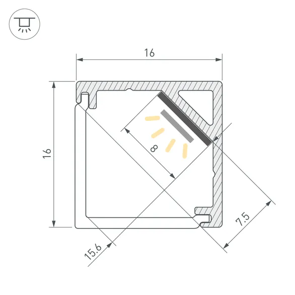 Профиль SL-KANT-H16-2000 BLACK (Arlight, Алюминий)