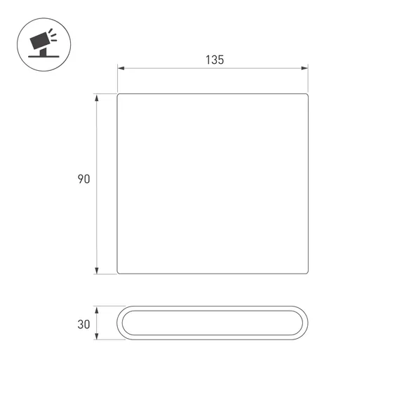Светильник настенный SP-FLAT-S135x90-2x3W Day4000-MIX (Черный, 75 deg, 230V) (Arlight, IP65 Металл, 3 года)
