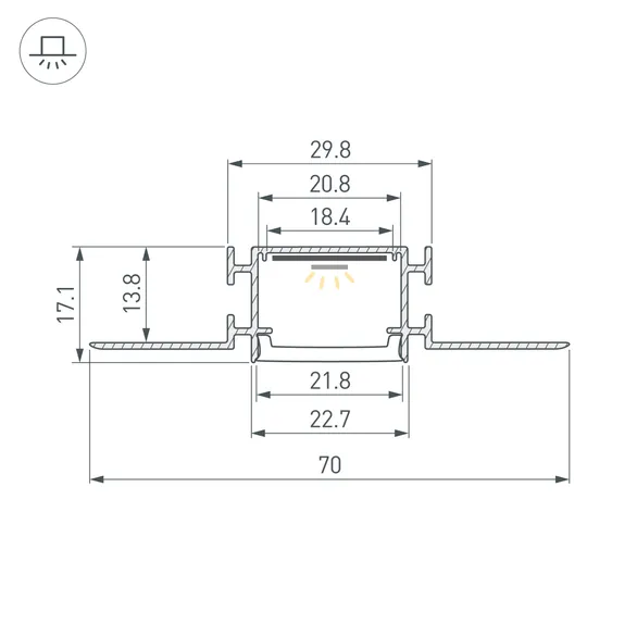Профиль FANTOM-BENT-W23-SIDE-2000 ANOD (Arlight, Алюминий)
