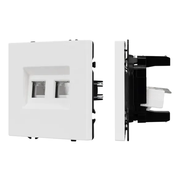 Механизм сдвоенной телефонной розетки SCT-NOBE-MTL2-SFPL-WH (RJ-11, 4C) (Arlight, Белый кварц)